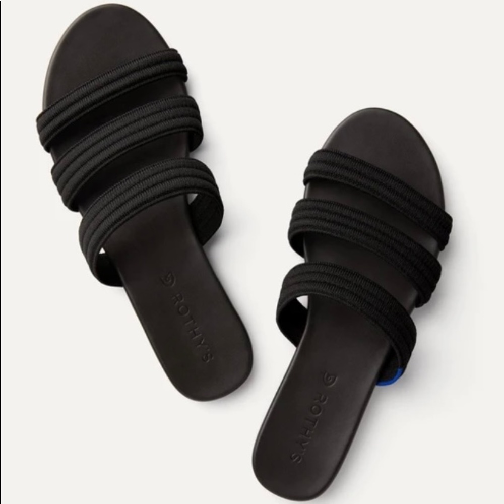 LOWEST PRICE BN Rothys Triple Band Black Sandals 7